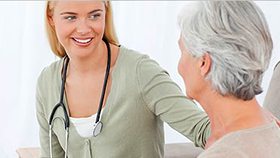 Woman with nurse.